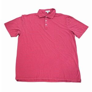 Peter Millar Crown Crest Shallows Striped‎ Golf Polo Shirt Performance XL Salmon